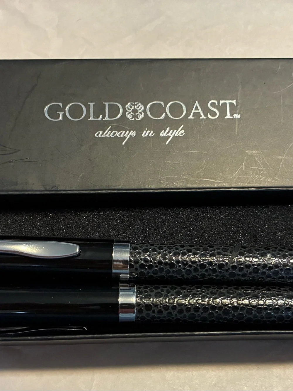 Black Gold Coast Textured Ballpoint Pen Set